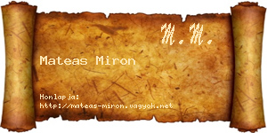Mateas Miron névjegykártya